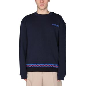 MISSONI Men's Crewneck Pullover with Intarsia Trim Men BLUE Sweaters & Cardigans
